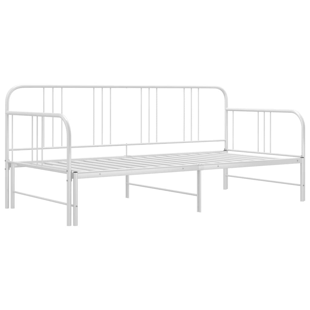 vidaXL Slaapbankframe uittrekbaar metaal wit 90x200 cm