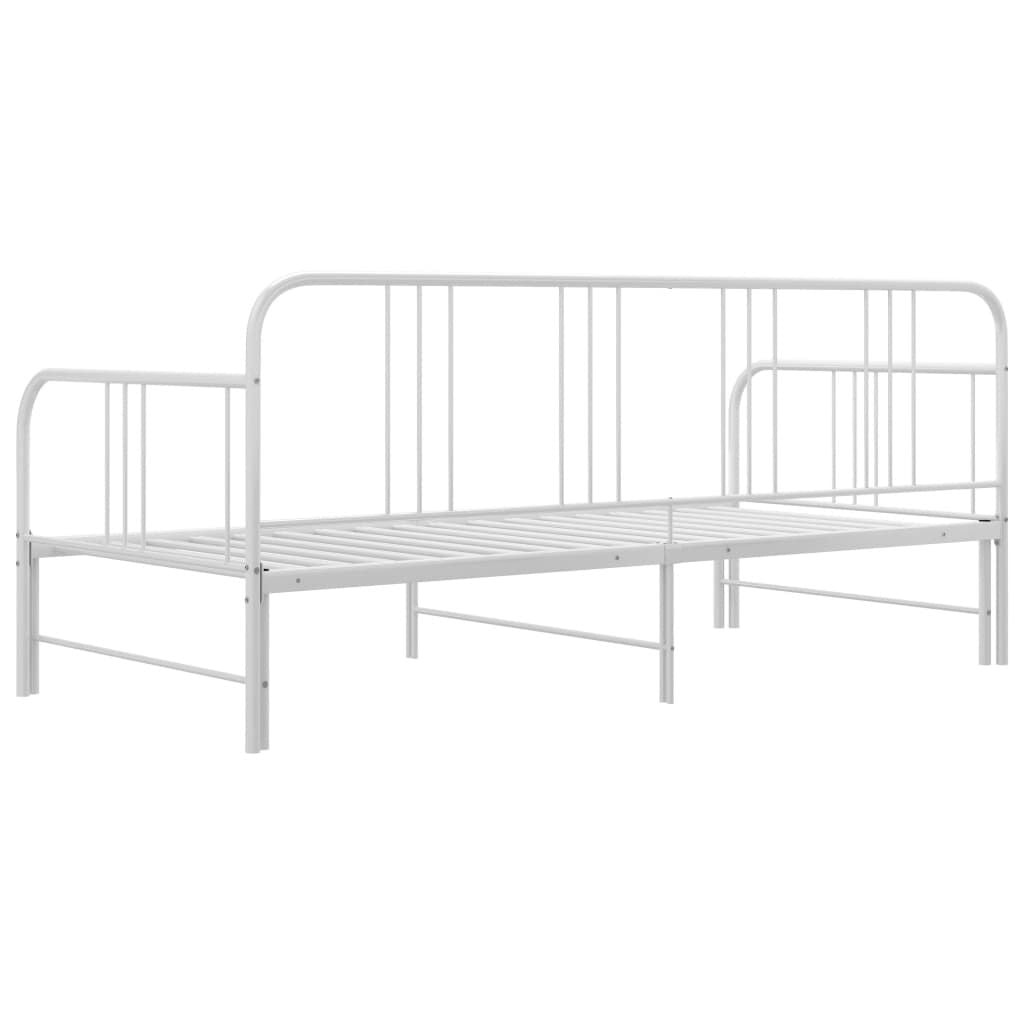 vidaXL Slaapbankframe uittrekbaar metaal wit 90x200 cm