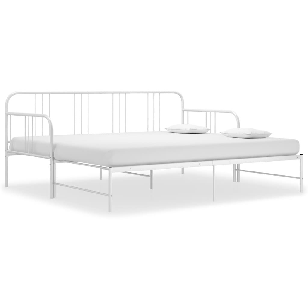 vidaXL Slaapbankframe uittrekbaar metaal wit 90x200 cm