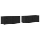 TV-kast Zwart Eiken Bewerkt Hout (54% Korting)