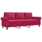 vidaXL Driezitsbank Fluweel Wijnrood 180cm - 35% Korting