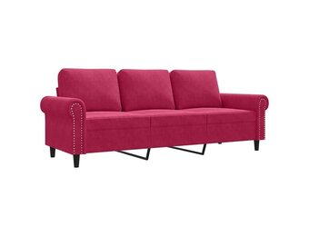 vidaXL Driezitsbank Fluweel Wijnrood 180cm - 35% Korting