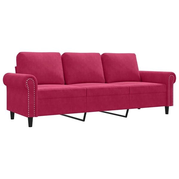 vidaXL Driezitsbank Fluweel Wijnrood 180cm - 35% Korting