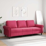 vidaXL Driezitsbank Fluweel Wijnrood 180cm - 35% Korting