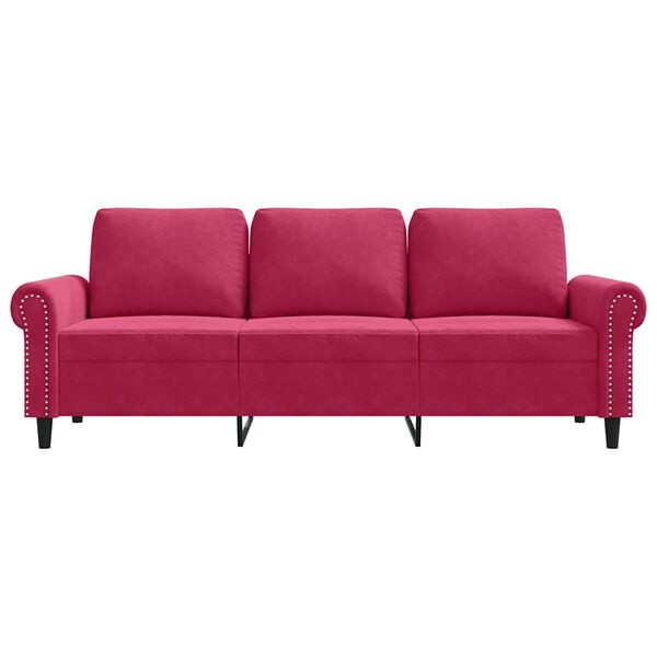 vidaXL Driezitsbank Fluweel Wijnrood 180cm - 35% Korting