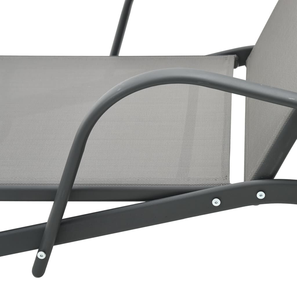 vidaXL Ligbed Staal & Textileen - Grijs - 34% Korting