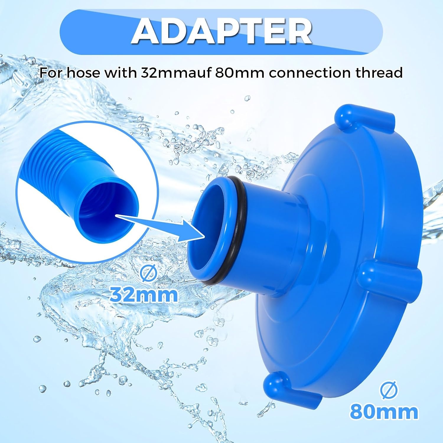 Zwembad Adapter voor Stofzuiger & Zuigslang - 80mm naar 32mm - Blauw - 37% Korting