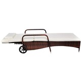 Bruin Poly Rattan Ligbed met Kussen & Wieltjes - 34% Korting