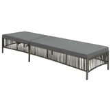Ligbed Poly Rattan met Kussen - Grijs (34% Korting)
