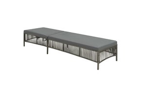 Ligbed Poly Rattan met Kussen - Grijs (34% Korting)