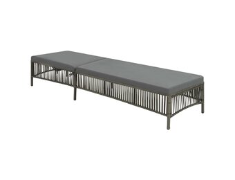 Ligbed Poly Rattan met Kussen - Grijs (34% Korting)