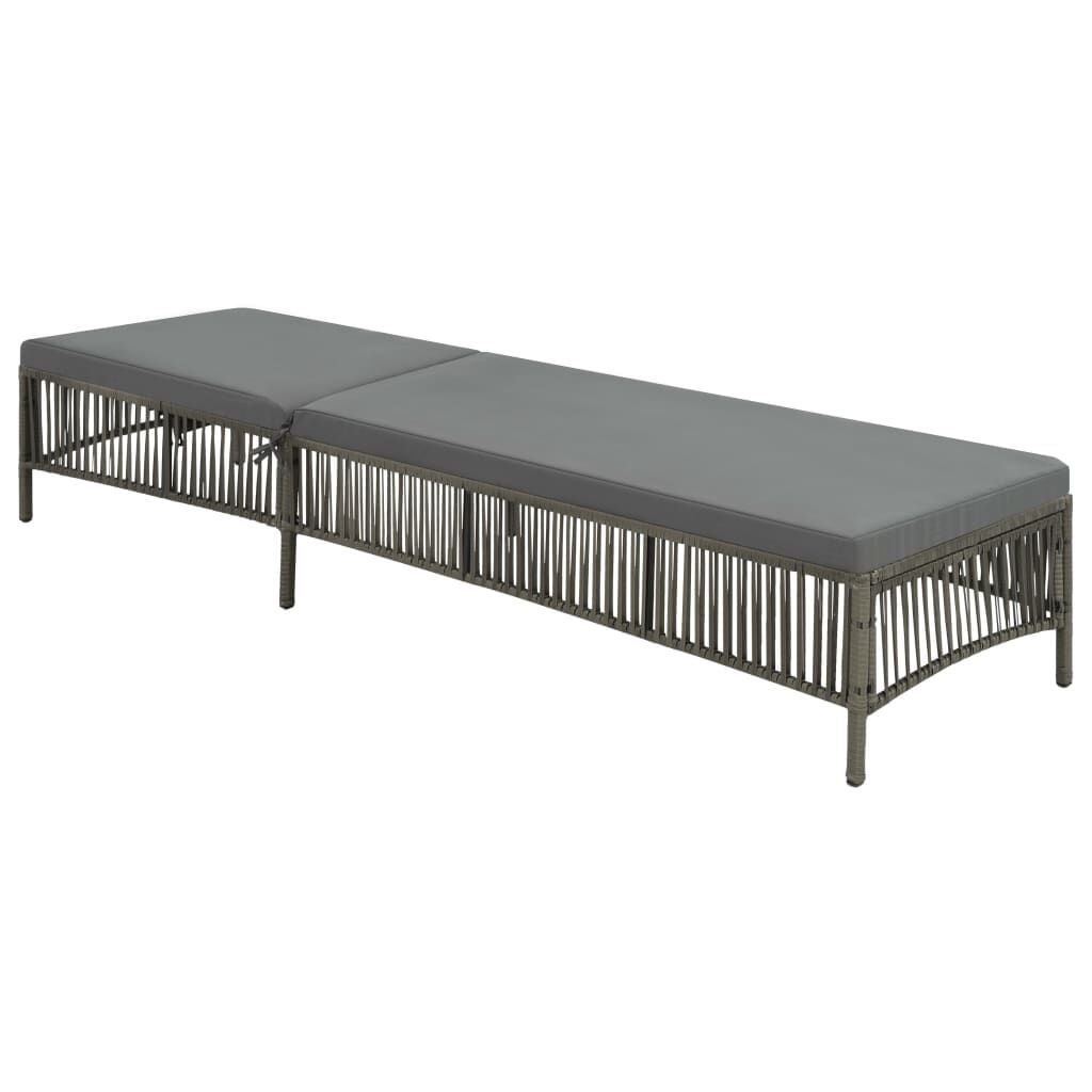 Ligbed Poly Rattan met Kussen - Grijs (34% Korting)