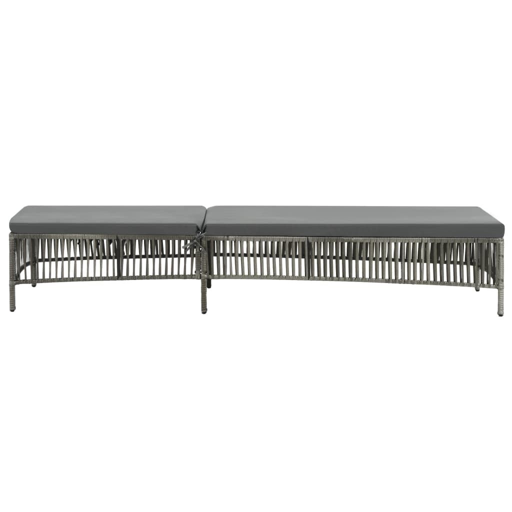 Ligbed Poly Rattan met Kussen - Grijs (34% Korting)
