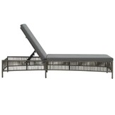Ligbed Poly Rattan met Kussen - Grijs (34% Korting)
