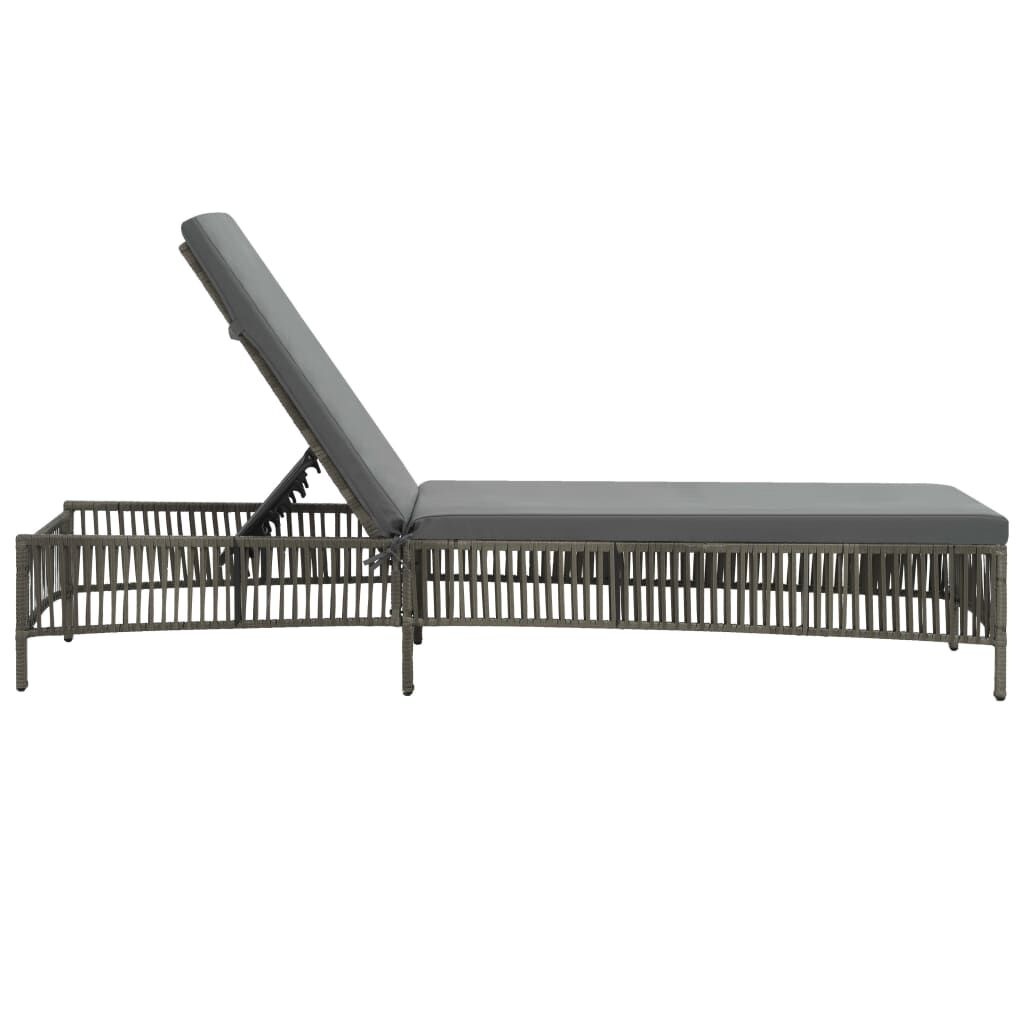 Ligbed Poly Rattan met Kussen - Grijs (34% Korting)