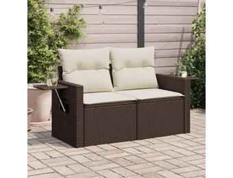 VidaXL Tuinbank 2-zits Poly Rattan Bruin met Kussens - 35% Korting!