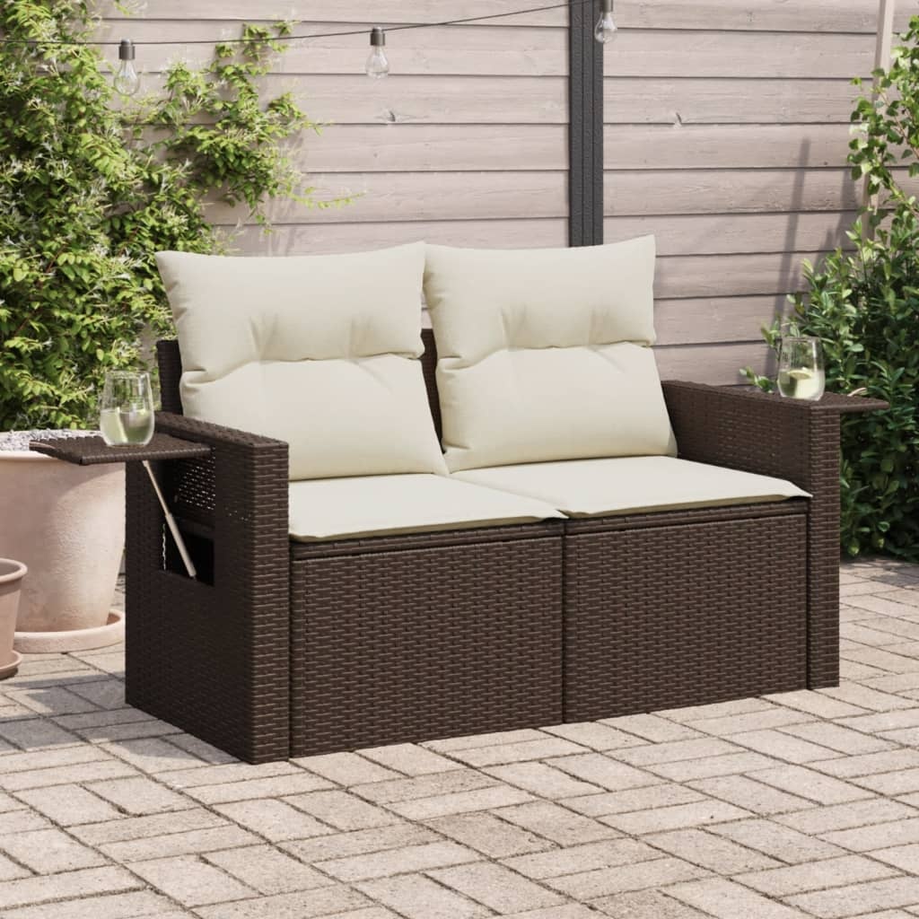 VidaXL Tuinbank 2-zits Poly Rattan Bruin met Kussens - 35% Korting!