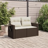 VidaXL Tuinbank 2-zits Poly Rattan Bruin met Kussens - 35% Korting!