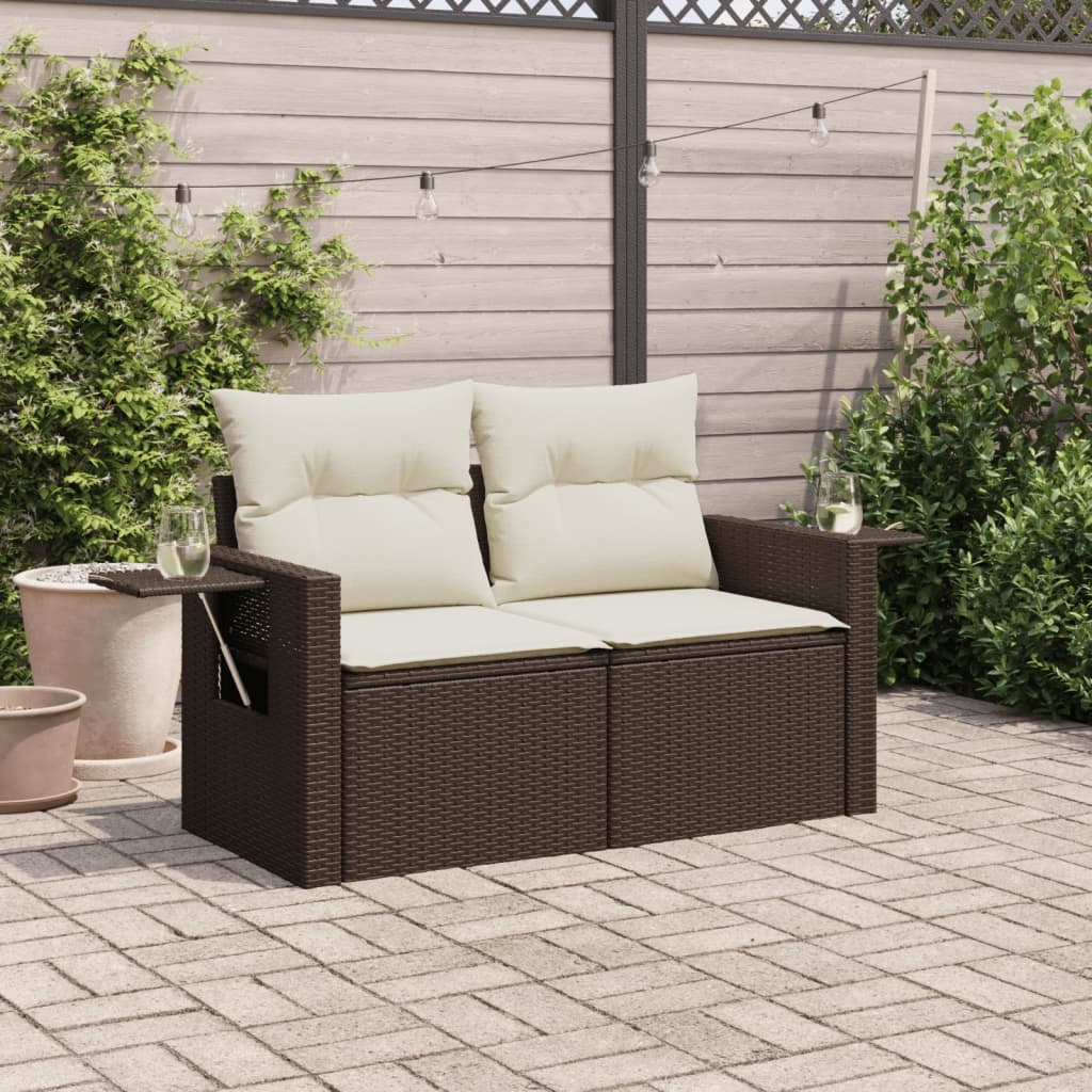 VidaXL Tuinbank 2-zits Poly Rattan Bruin met Kussens - 35% Korting!