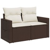 VidaXL Tuinbank 2-zits Poly Rattan Bruin met Kussens - 35% Korting!