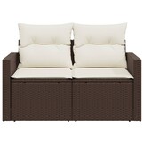 VidaXL Tuinbank 2-zits Poly Rattan Bruin met Kussens - 35% Korting!