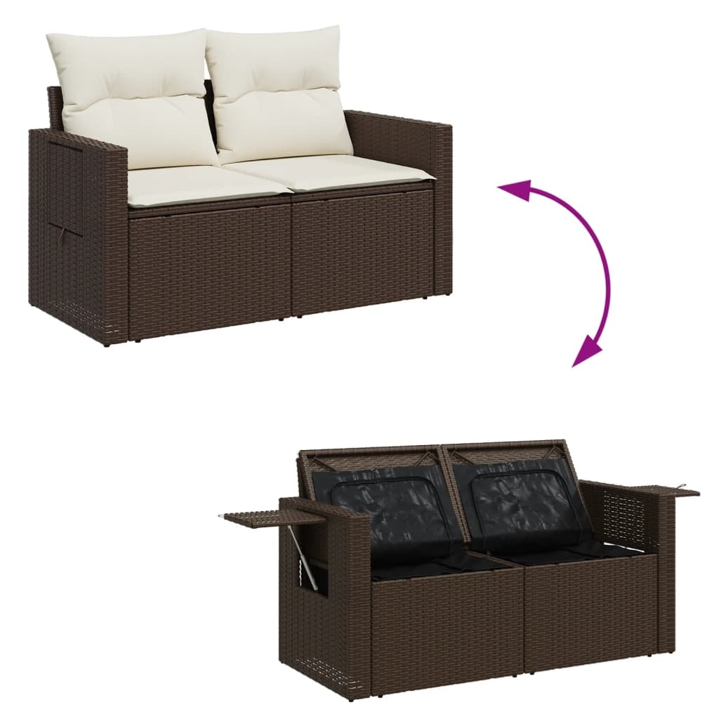 VidaXL Tuinbank 2-zits Poly Rattan Bruin met Kussens - 35% Korting!