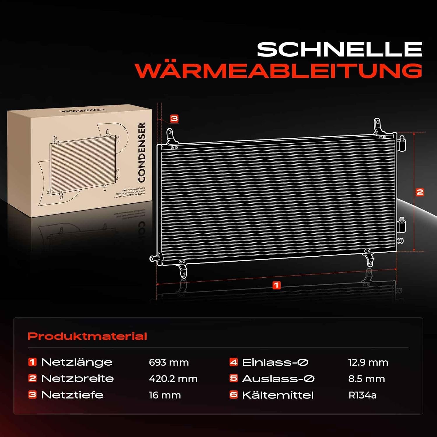 Airco Condensator Aluminium R134a 34% Korting, geschikt voor Hyundai Santa Fé II CM 2.2L-2.7L 2006-2012