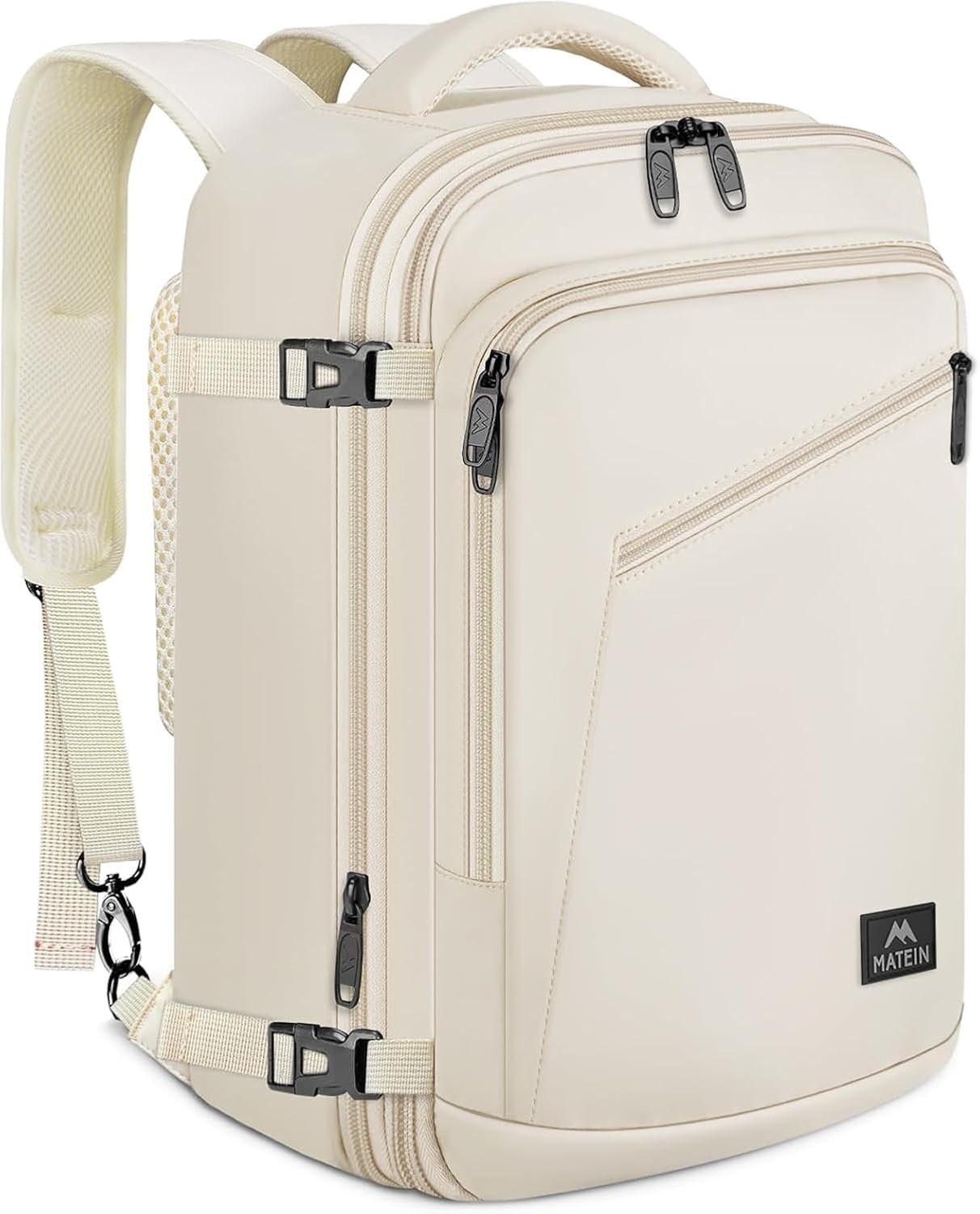 Beige Reisrugzak Vliegtuig handbagage 40x30x20cm Uitbreidbaar tot 20L