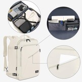 Beige Reisrugzak Vliegtuig handbagage 40x30x20cm Uitbreidbaar tot 20L
