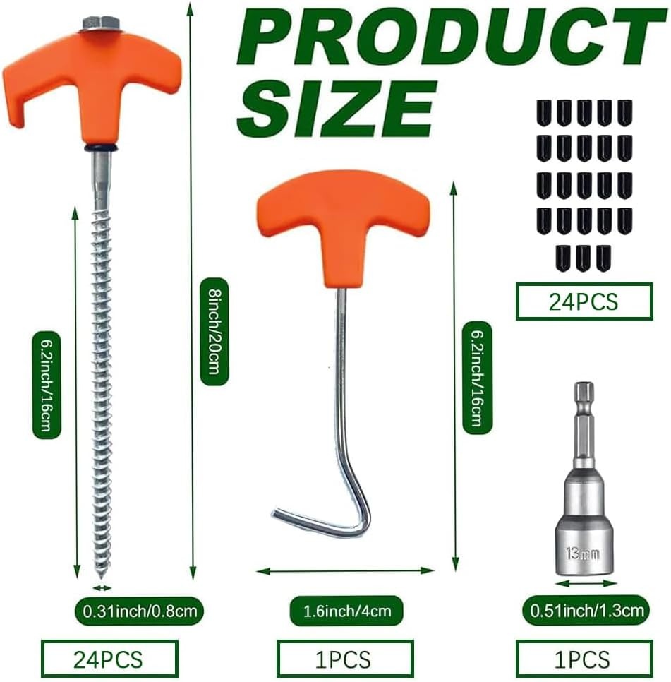 24x Oranje Schroef Tentharingen 20cm - Voor Camping & Harde Grond (-31%)