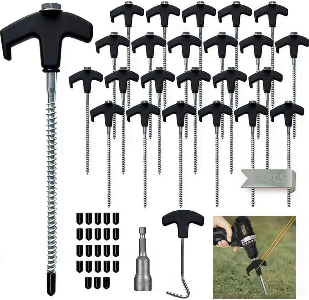 24x Oranje Schroef Tentharingen 20cm - Voor Camping & Harde Grond (-31%)