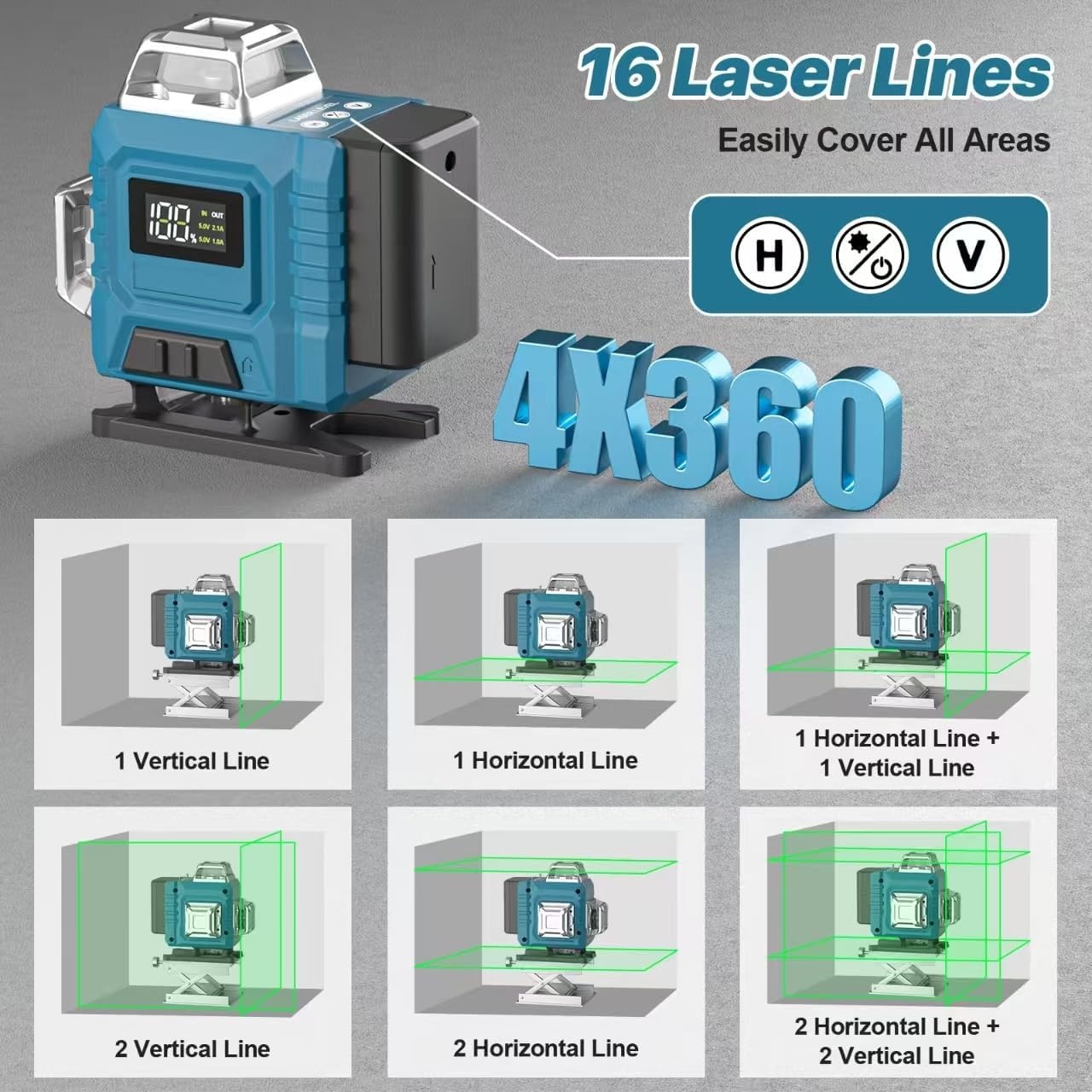 4D Laserwaterpas 16 Lijnen Groen Statief - 34% Korting