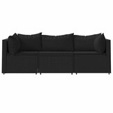 VidaXL Loungeset 3-delig Poly Rattan Zwart - 35% Korting