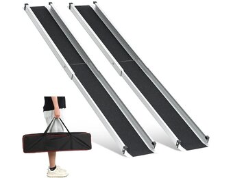 2x Telescopische Rolstoelhelling 2.13m - 272kg - Aluminium - 54% Korting
