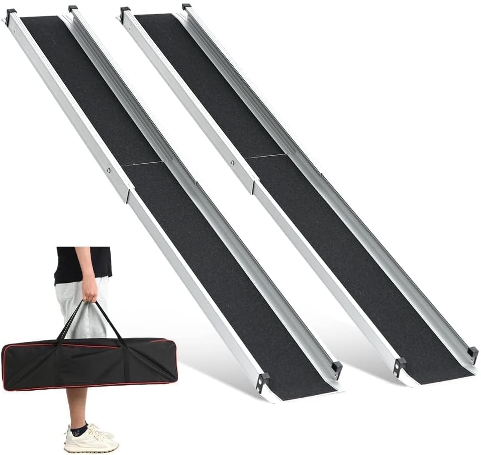 2x Telescopische Rolstoelhelling 2.13m - 272kg - Aluminium - 54% Korting