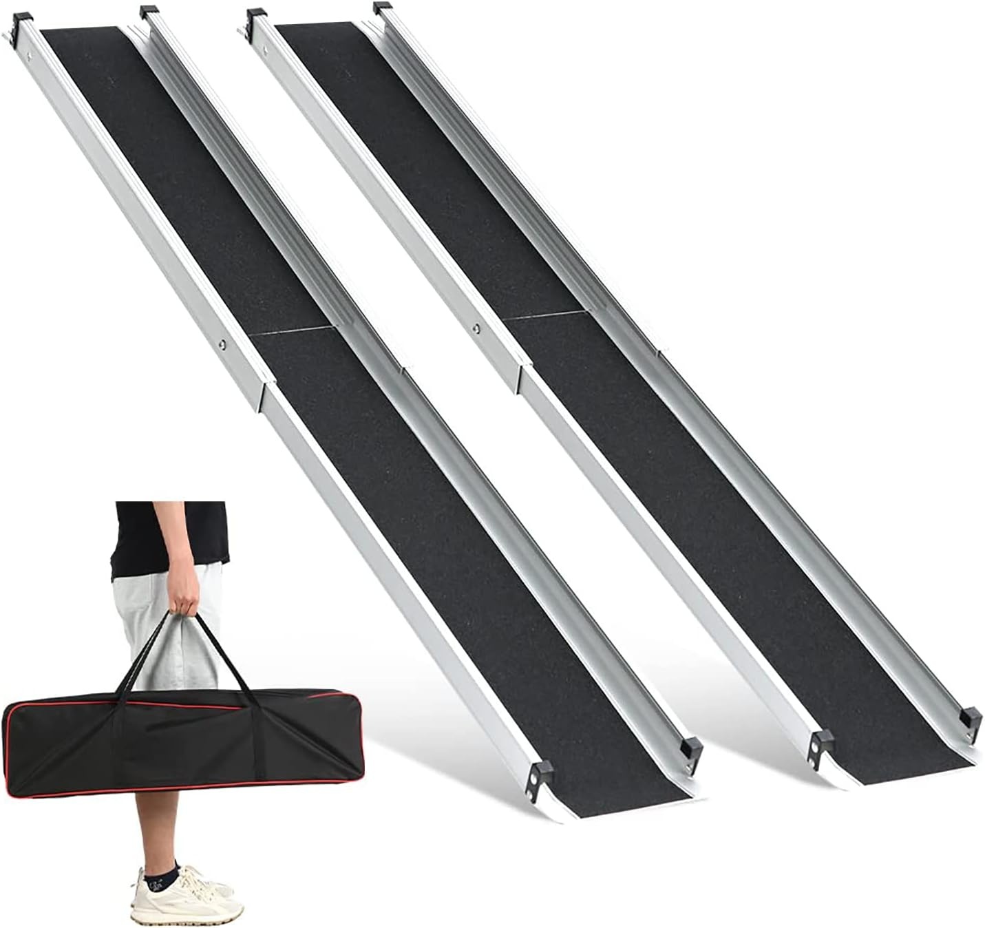 2x Telescopische Rolstoelhelling 2.13m - 272kg - Aluminium - 54% Korting
