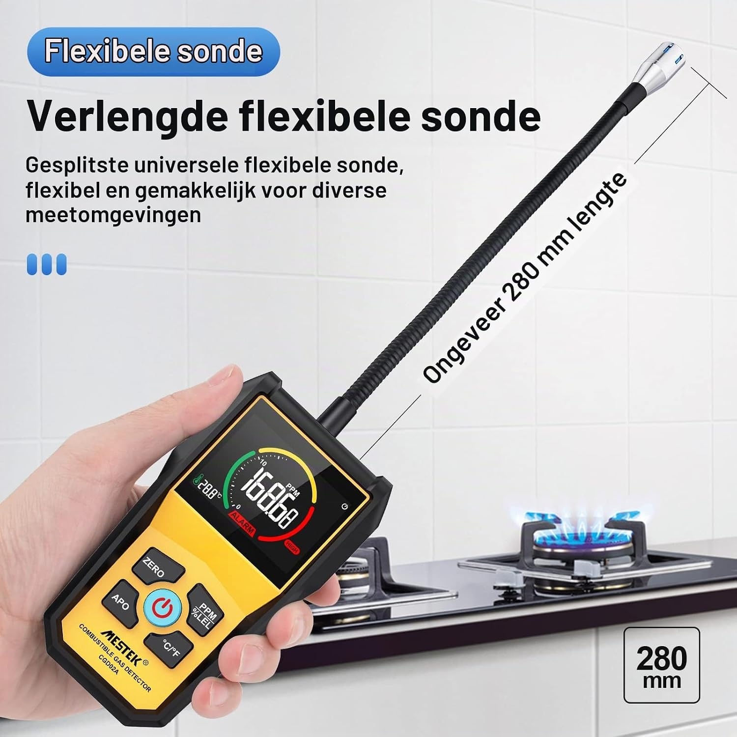 Draagbare Gaslekdetector MESTEK CGD02A - Brandbaar Gas Alarm (34% Korting)