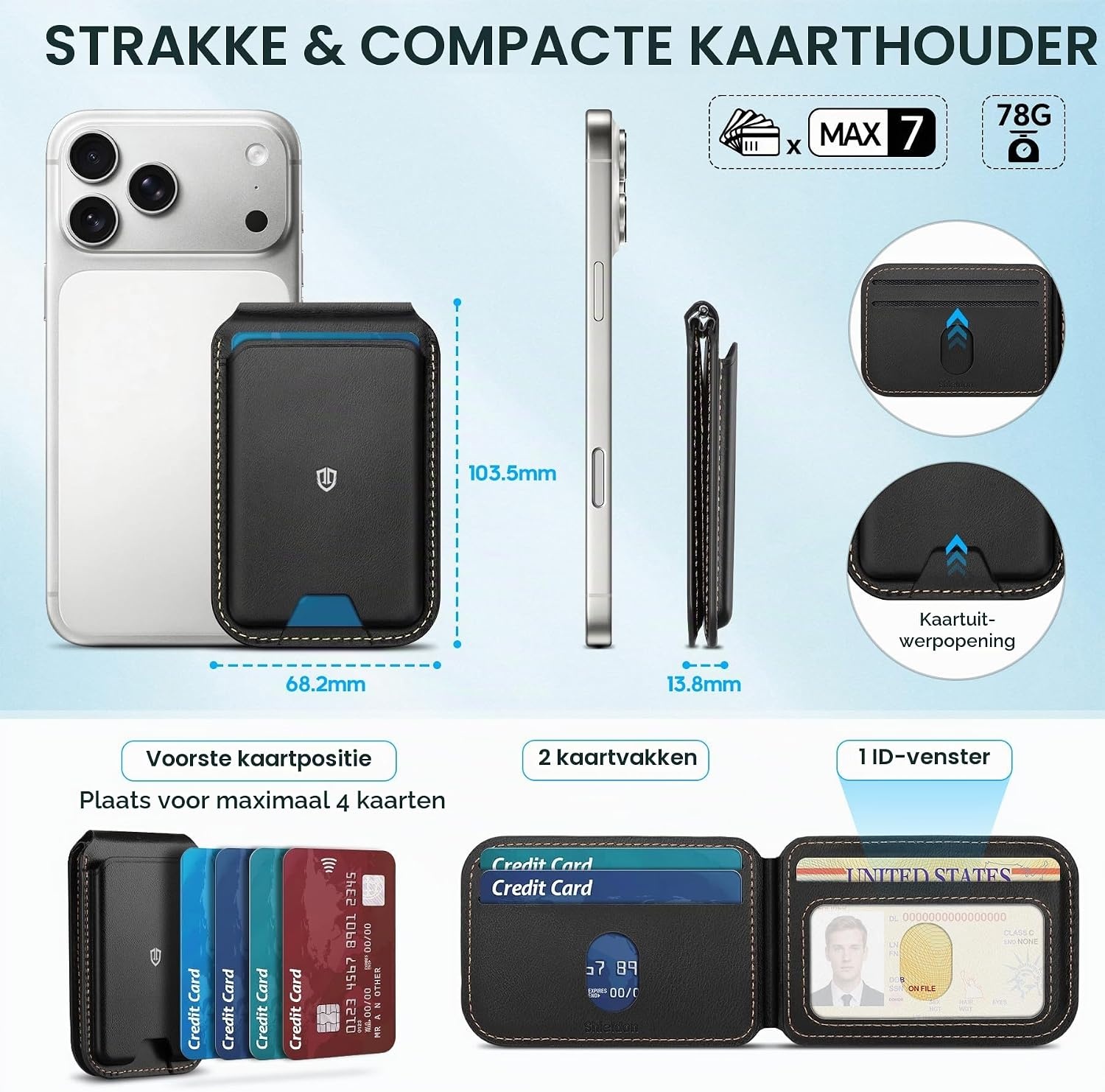Echt Lederen Kaarthouder Portemonnee - Retro Zwart (33% Korting)