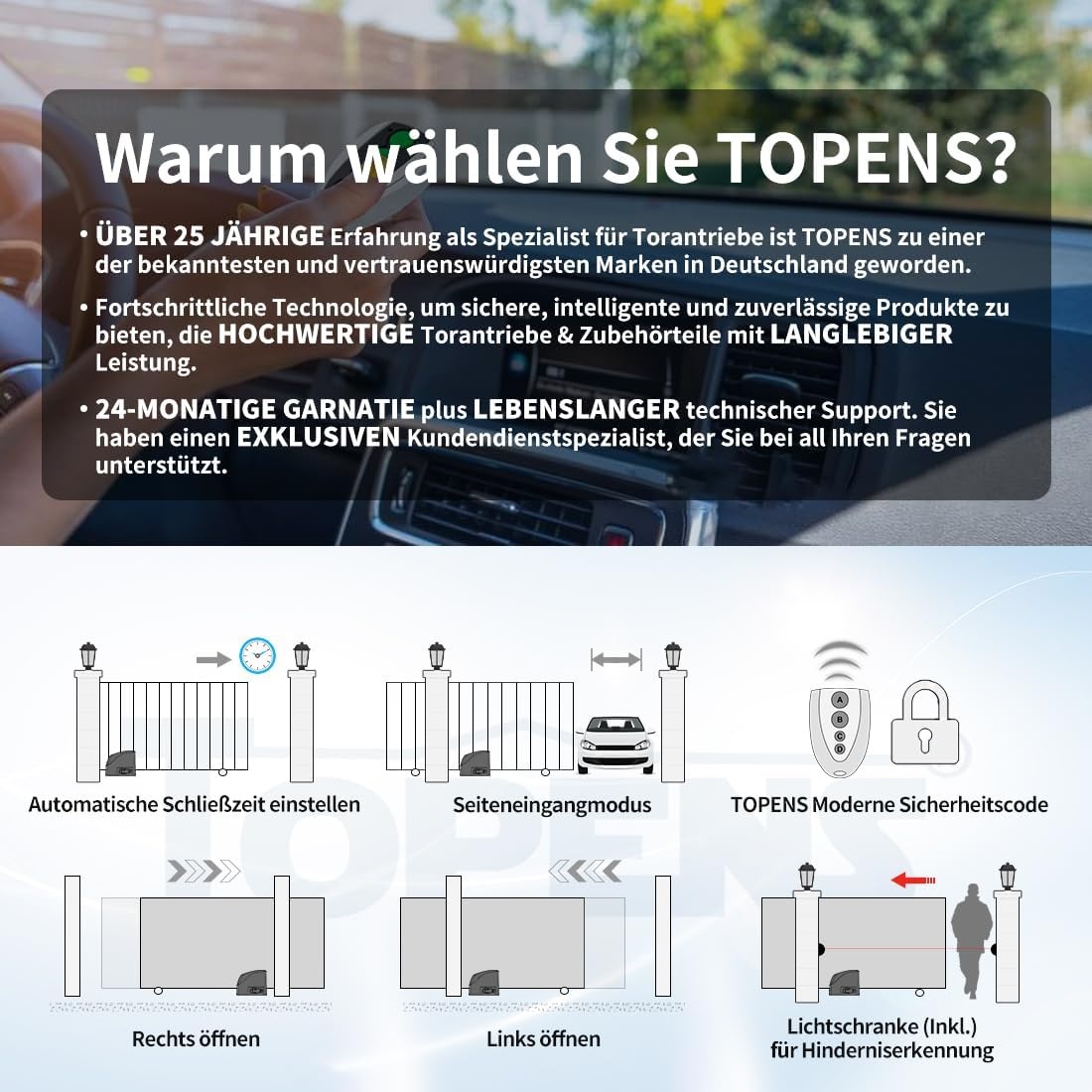 Automatische Poortopener TOPENS RK500T - 600kg / 12m - Zwart