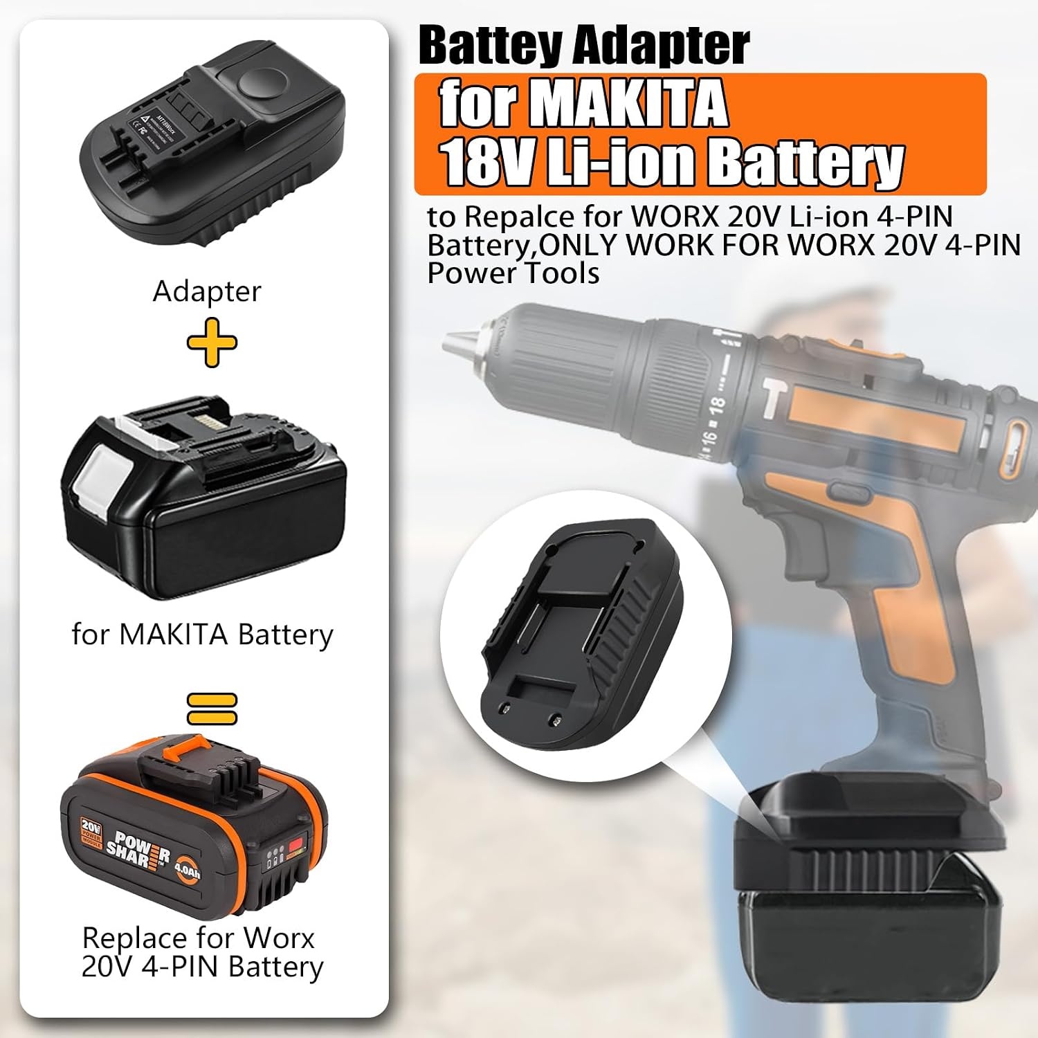 Makita 18V naar Worx 18V-20V Accu-Adapter (30% Korting)