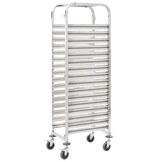 RVS Keukentrolley 16 Dienbladen 38x55x163 cm - 35% Korting!