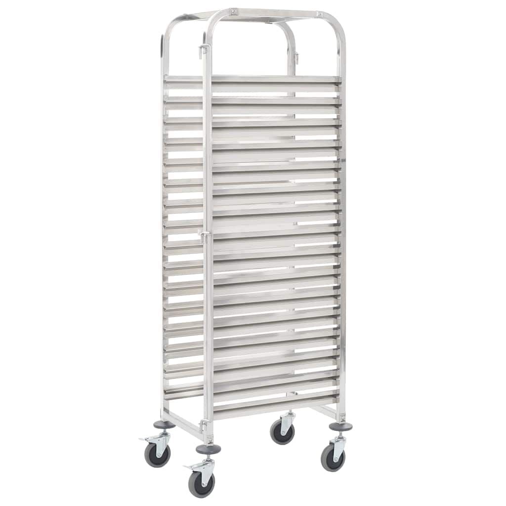 RVS Keukentrolley 16 Dienbladen 38x55x163 cm - 35% Korting!