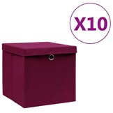 Opbergboxen met Deksel 10 Stuks Donkerrood - 34% Korting