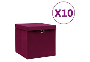 Opbergboxen met Deksel 10 Stuks Donkerrood - 34% Korting