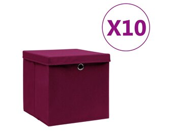 Opbergboxen met Deksel 10 Stuks Donkerrood - 34% Korting