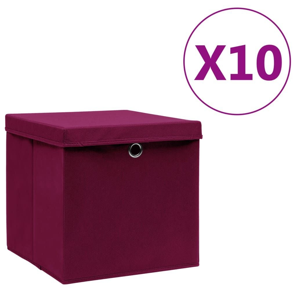 Opbergboxen met Deksel 10 Stuks Donkerrood - 34% Korting