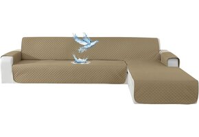 Waterdichte Hoekbankhoes L-vorm 3-zits Khaki - 40% Korting