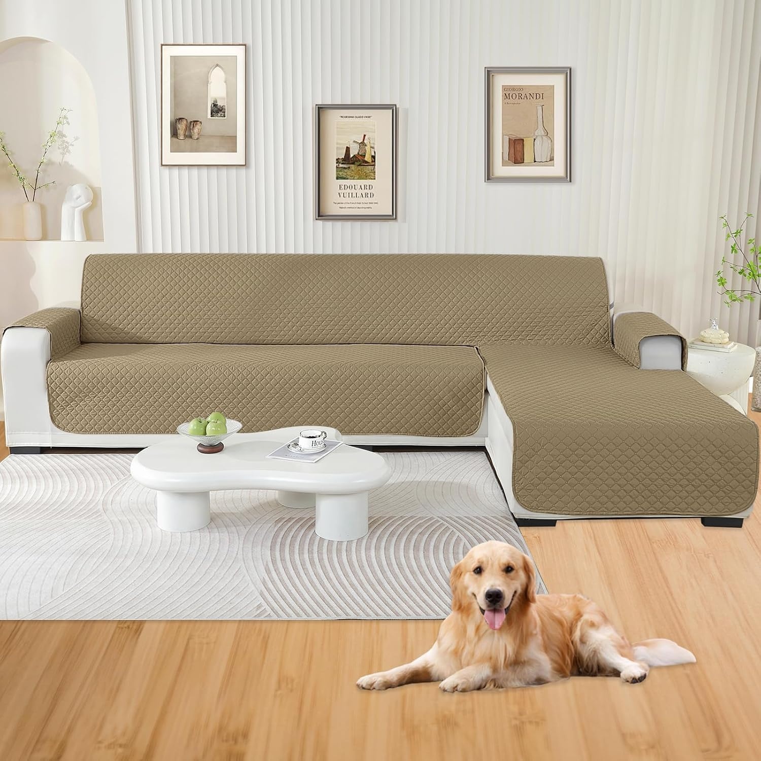 Waterdichte Hoekbankhoes L-Vorm Khaki - 33% Korting