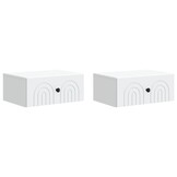 Wandkast Bedkast 2 Laden Wit - 49x34.5x20 cm - Bewerkt Hout met 53% Korting