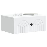 Wandkast Bedkast 2 Laden Wit - 49x34.5x20 cm - Bewerkt Hout met 53% Korting